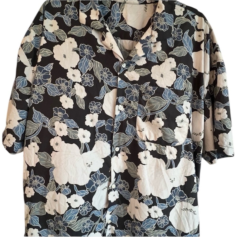 Abercrombie & Fitch Floral Print Shirt - Black and Blue